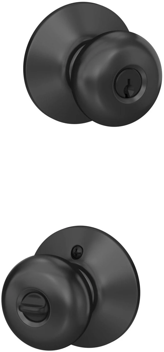 Main image of Plymouth Keyed Entry Door Knob, Interior/Exterior, Matte Black Keyed entry door knob with turn-button lock, Easy to install, Certified security & durability, Universal fit, 2 keys