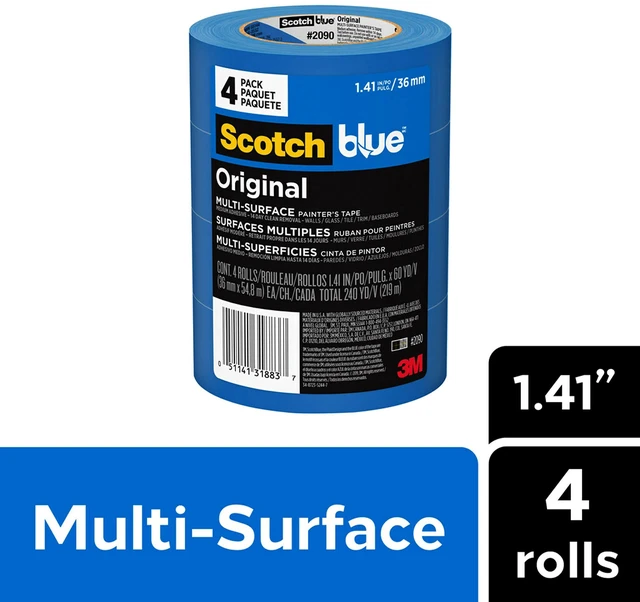 Alt view image 2 of 7 - Original Multi-Surface Painter's Tape 1.5 Inch Wide, 4 Rolls 1.41 in x 60 yd, Blue Paint Tape, Protects Surfaces and Removes Easily, Painting Tape for Indoor and Outdoor Use - Painters Masking Tape