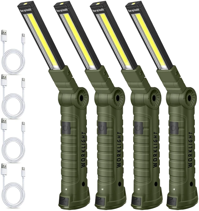 Main image of LED Work Light Rechargeable Flashlight, Tool Gifts for Fathers Day Dad Husband Men Boyfriends Him Mechanic Grill Light Inspection Lamp Magnetic Base 5 Modes 360° Rotate Car Emergency Repair 4PCS