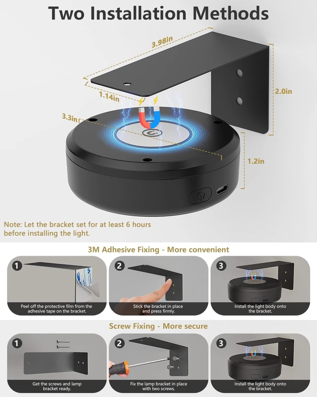 Alt view image 6 of 7 - 3.3" Picture Lights for Wall Spotlight, 2000mAh Rechargeable, 3Pack, Black RGB & 3-Color-TempRemote & Touch ControlMagnetic Lights for Photo FramesWireless Art Painting LightingBattery Operated
