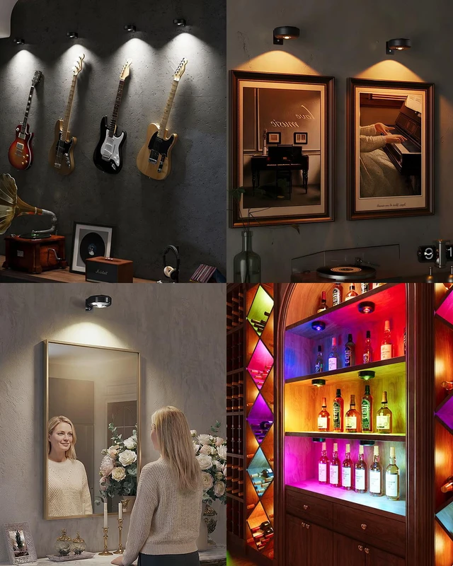 Alt view image 7 of 7 - 3.3" Picture Lights for Wall Spotlight, 2000mAh Rechargeable, 3Pack, Black RGB & 3-Color-TempRemote & Touch ControlMagnetic Lights for Photo FramesWireless Art Painting LightingBattery Operated