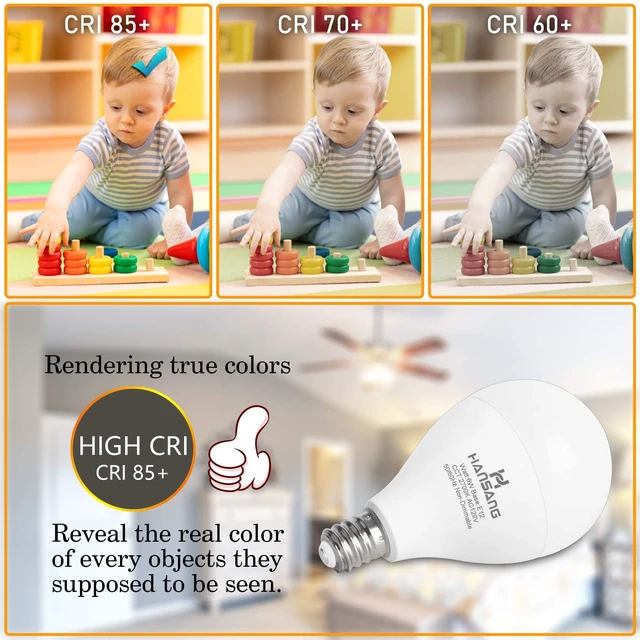 Alt view image 6 of 7 - 8 Pack E12 LED Bulb 60W Equivalent Candelabra Light Bulbs 2700K Warm White Small Base Light Bulb, 6W A15 LED Ceiling Fan Light Bulbs, CRI85+, 120V 600LM Round Bulb for Chandelier, Non-Dimmable