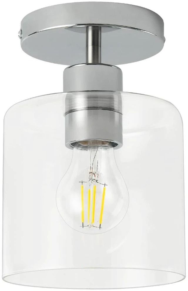 Main image of Chrome Semi Flush Mount Ceiling Light,Modern Farmhouse Ceiling Light Fixture for Closet Entryway,Hallway Light Fixture 5.9in Clear Glass Shade 1 Pack