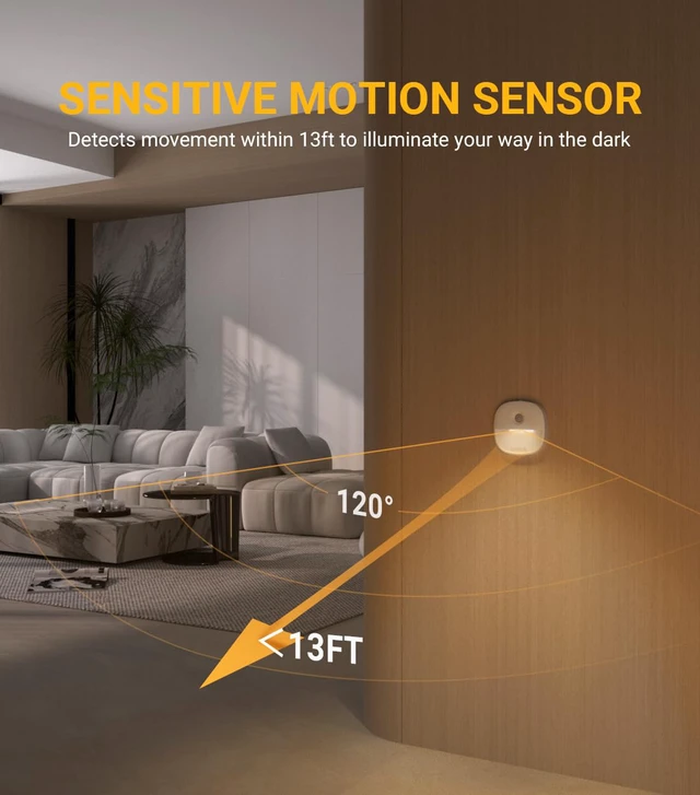 Alt view image 2 of 7 - Rechargeable Night Light, Motion Sensor Battery Nightlights, Mini Stick-on LED Closet Light, 1-20LM Dimmable Brightness for Bedroom, Kitchen, Washroom, Stairs, Hallway, 3-Pack