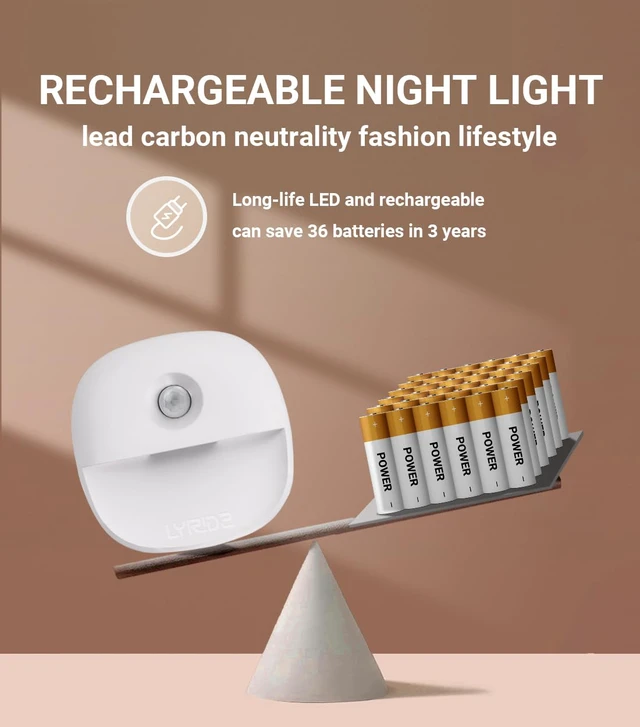 Alt view image 3 of 7 - Rechargeable Night Light, Motion Sensor Battery Nightlights, Mini Stick-on LED Closet Light, 1-20LM Dimmable Brightness for Bedroom, Kitchen, Washroom, Stairs, Hallway, 3-Pack