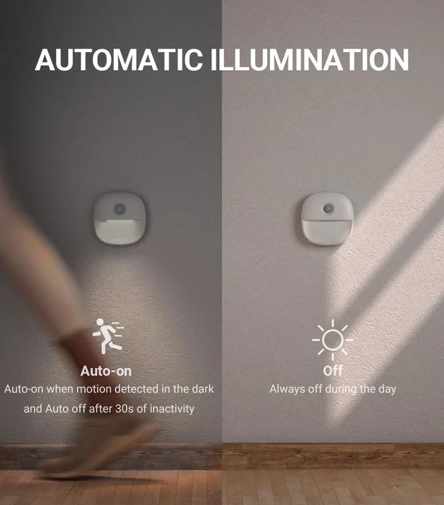 Alt view image 5 of 7 - Rechargeable Night Light, Motion Sensor Battery Nightlights, Mini Stick-on LED Closet Light, 1-20LM Dimmable Brightness for Bedroom, Kitchen, Washroom, Stairs, Hallway, 3-Pack