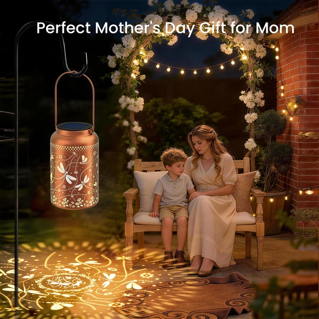 Alt view image 3 of 7 - Dragonfly Solar Lanterns Outdoor Waterproof,Birthday Gift for Women Gifts for Mom Grandma, Metal Hanging Solar Light for Yard Garden Porch Landscape Deconration-1Pack