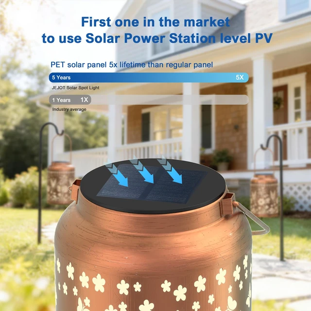 Alt view image 5 of 7 - Butterfly Solar Lanterns Outdoor Waterproof,Birthday Gift for Women Gifts for Mom Grandma, Metal Hanging Solar Light for Yard Garden Porch Landscape Deconration-1Pack
