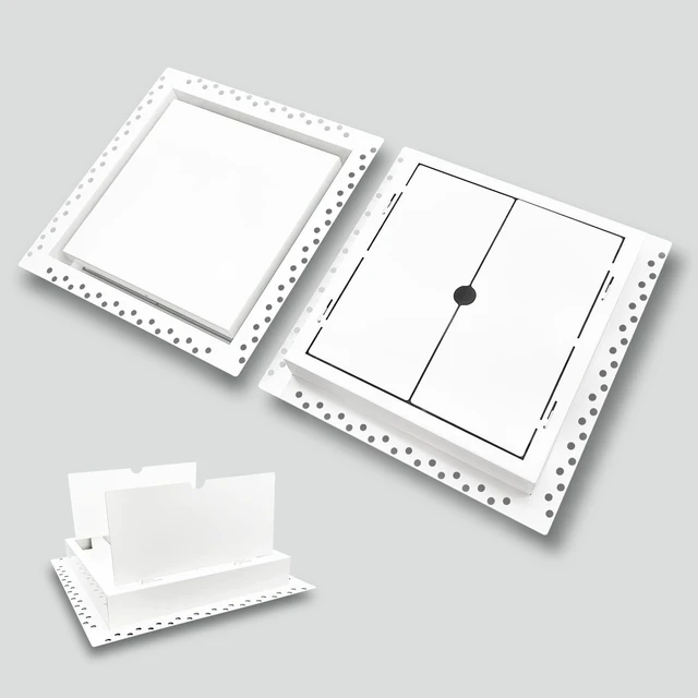 Main image of Flush Wall Vent Cover 10x10 Inch for Drywall Vent, Metal Wall-Mounted Adjustable Air Flow Register Grille, Easy Install, Paintable, (White, 1 Pc, with Manual Damper)