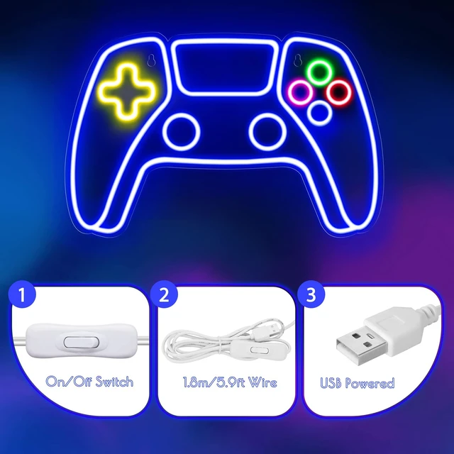 Alt view image 4 of 7 - Gamer Neon Sign, Neon Controller Sign for Gaming Room Decor - Gaming Neon Sign for Teen Boys Room Decor - Best Gamer Gifts for Teenage Boys, Kids