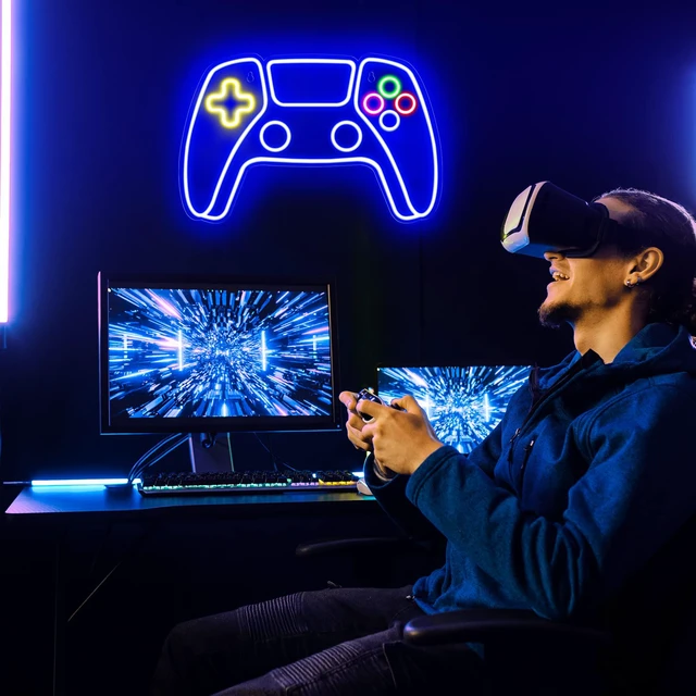 Alt view image 5 of 7 - Gamer Neon Sign, Neon Controller Sign for Gaming Room Decor - Gaming Neon Sign for Teen Boys Room Decor - Best Gamer Gifts for Teenage Boys, Kids