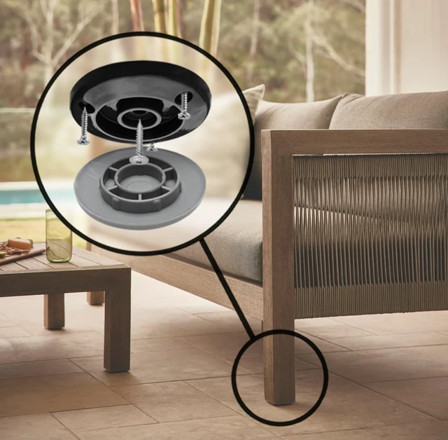 Alt view image 3 of 6 - Gorilla Outdoor 2 Inch Furniture Sliders/Screw on Nylon Glide Floor Protectors (Set of 4 Glides) for Carpet and Hard Surface Sliding on Outdoor & Indoor Floors