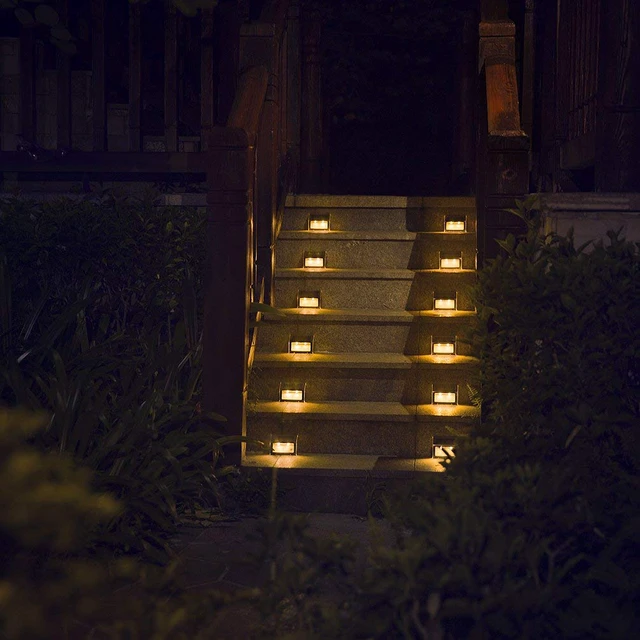 Alt view image 7 of 7 - Warm White Solar Lights for Deck Step Fence Post, SST Housing, 2 Pack Soft warm non-glare LED, sturdy stainless steel casing, outdoor use, Rainproof, Automatic ON/OFF, not excessively bright