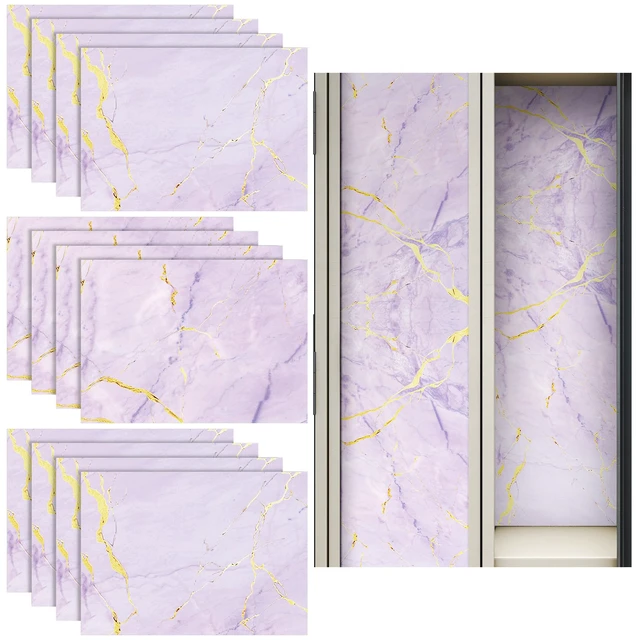 Main image of 12 Pcs Back to School Locker Magnetic Wallpaper, Marble, Purple Gold Removable Design Magnetic Locker Sheet Trimmable Wall Wallpaper Decoration Decorative Easy Install