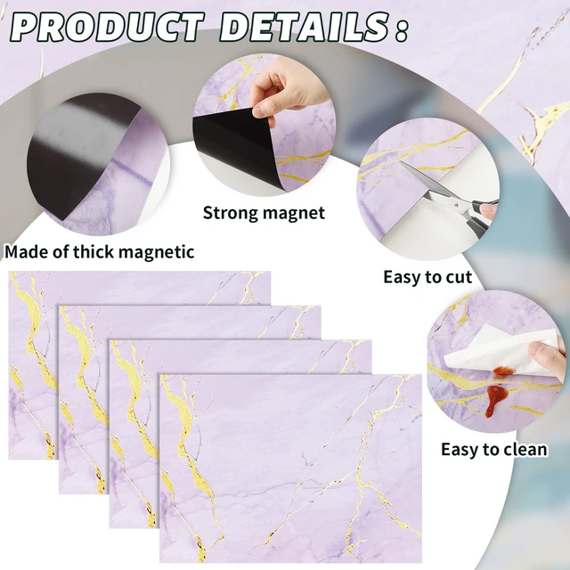 Alt view image 3 of 6 - 12 Pcs Back to School Locker Magnetic Wallpaper, Marble, Purple Gold Removable Design Magnetic Locker Sheet Trimmable Wall Wallpaper Decoration Decorative Easy Install