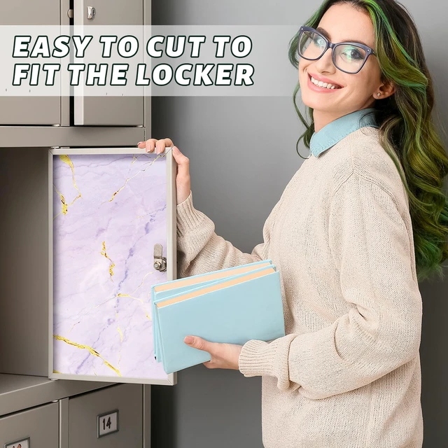Alt view image 5 of 6 - 12 Pcs Back to School Locker Magnetic Wallpaper, Marble, Purple Gold Removable Design Magnetic Locker Sheet Trimmable Wall Wallpaper Decoration Decorative Easy Install