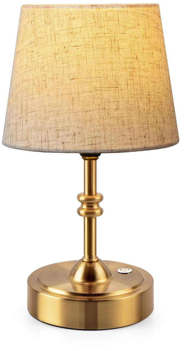 Main image of Small Cordless Lamp, Battery Operated Table lamp Dimmable, 4000mAh Rechargeable, Touch Bedside Lamp with Beige Linen Fabric Shade, 2700K Bulb Included, for Dining, Patio, Bathroom(Gold)