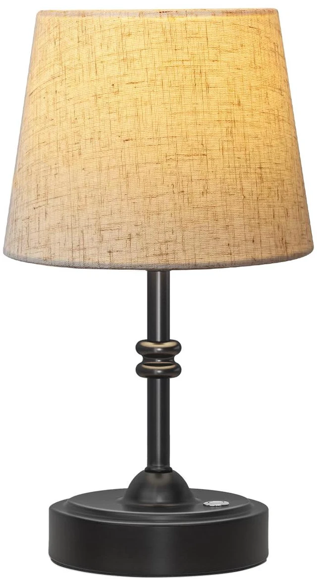 Main image of Small Cordless Lamp, Battery Operated Table lamp Dimmable, 4000mAh Rechargeable, Touch Bedside Lamp with Beige Linen Shade, 2700K Bulb Included, for Dining, Patio, Bathroom(Black)