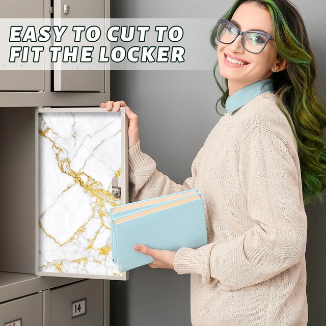Alt view image 6 of 6 - 12 Pcs Back to School Locker Magnetic Wallpaper, Marble, White Gold Removable Design Magnetic Locker Sheet Trimmable Wall Wallpaper Decoration Decorative Easy Install