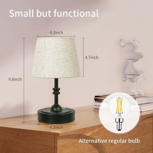 Alt view image 5 of 7 - Small Cordless Lamp, Battery Operated Table lamp Dimmable, 4000mAh Rechargeable, Touch Bedside Lamp with Beige Linen Shade, 2700K Bulb Included, for Dining, Patio, Bathroom(Black)