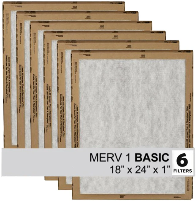 Main image of 18x24x1 Air Filter, 3M MERV 1 HVAC AC Furnace Filter Replacement, 6-Pack (Actual Size 17.81x23.81x0.88 in)