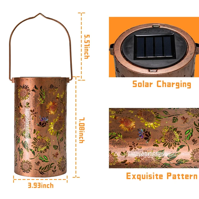 Alt view image 2 of 6 - Colorful Solar Sunflower Lanterns Outdoor, Solar Garden Decor IP65 Waterproof Hanging Lantern for Yard Patio Porch Balcony, Gifts for Women Mom Grandma Birthday