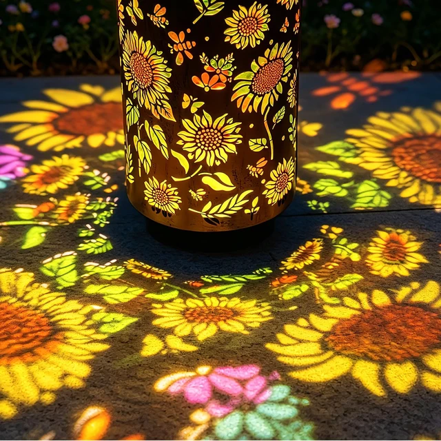 Alt view image 5 of 6 - Colorful Solar Sunflower Lanterns Outdoor, Solar Garden Decor IP65 Waterproof Hanging Lantern for Yard Patio Porch Balcony, Gifts for Women Mom Grandma Birthday