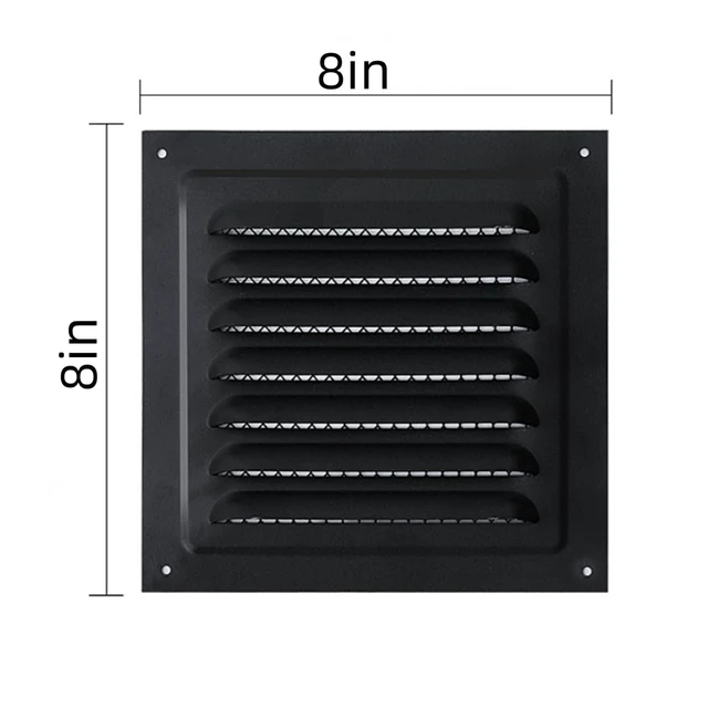 Alt view image 2 of 6 - 2pcs Attic Vent Soffit Vent Aluminum Wall Vent Metal Shed Vent Square Vent Louver Vent Grille with Built-in Insect Screen for Exterior Door House Attic Garage Ceiling (Black 8" x 8"-2 Pack)