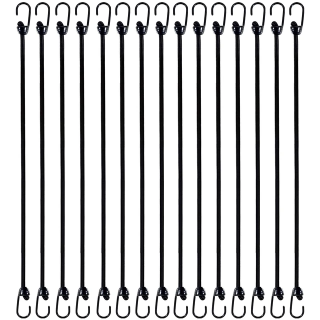 Main image of Mini Bungee Cord with Hooks 12 Inch, Plastic Coated, Without Sharp Hook End, 15 Piece