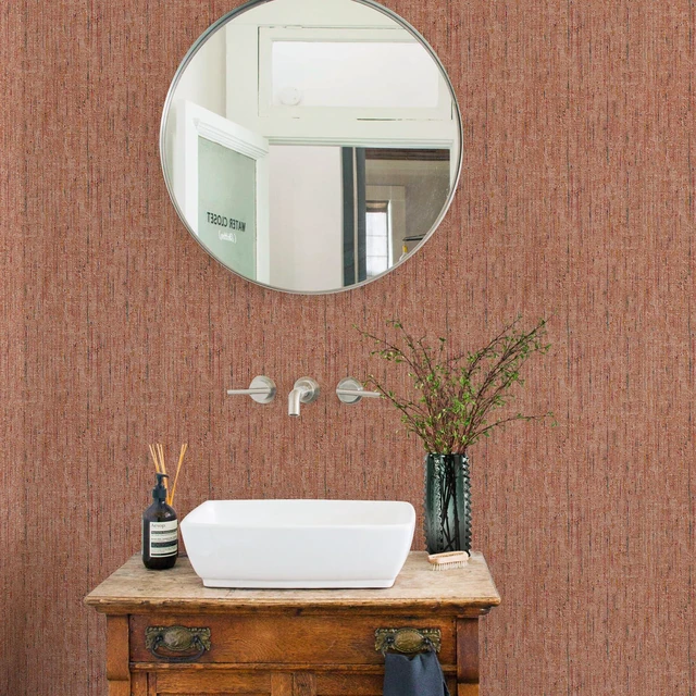 Alt view image 5 of 7 - Woven Wallpaper Peel and Stick 17.3" x 400" Colorful Paint Grasscloth Contact Paper Textured Waterproof Self Adhesive Stick on Wallpaper(48 sq. ft Brick Red)