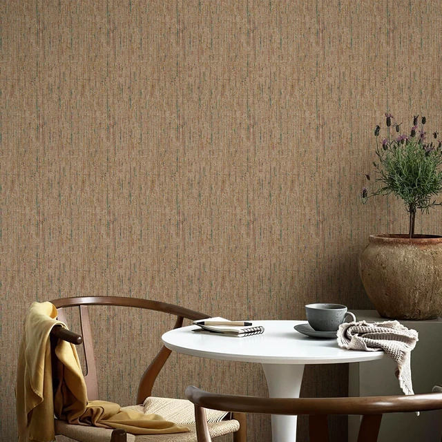 Alt view image 4 of 6 - Woven Wallpaper Peel and Stick 17.3" x 400" Colorful Paint Grasscloth Contact Paper Textured Waterproof Self Adhesive Stick on Wallpaper(48 sq. ft Coffee)