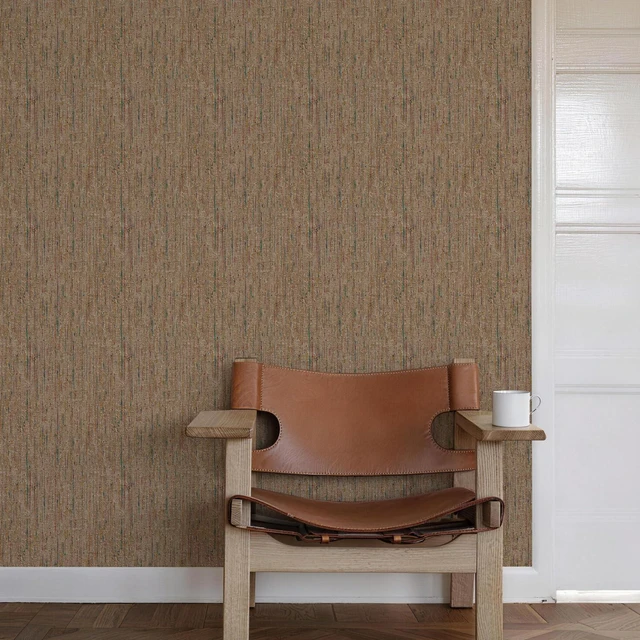 Alt view image 5 of 6 - Woven Wallpaper Peel and Stick 17.3" x 400" Colorful Paint Grasscloth Contact Paper Textured Waterproof Self Adhesive Stick on Wallpaper(48 sq. ft Coffee)
