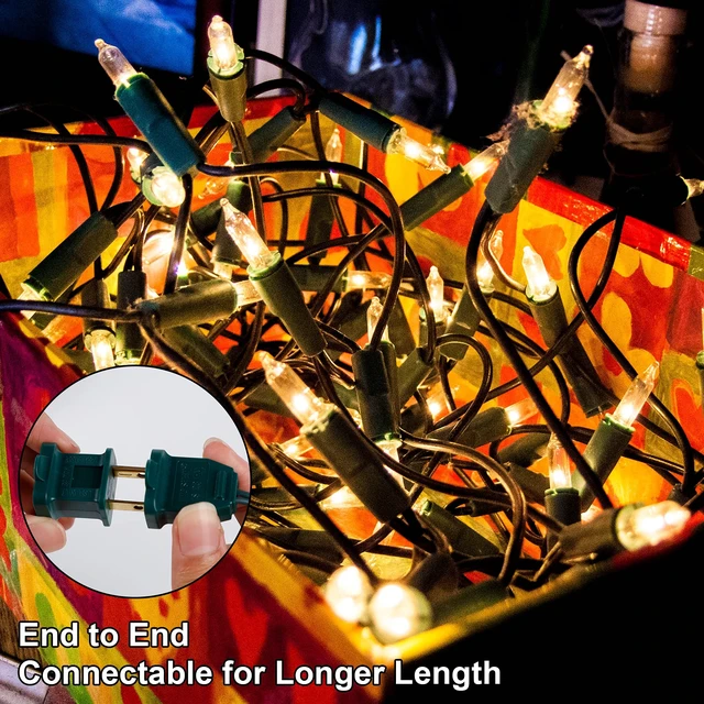 Alt view image 5 of 7 - 3 Sets Christmas Lights, 150 Count 33 FT Each Mini String Lights, Clear Green Wire Fairy Light, 120V UL Certified Connectable Xmas Tree Light for Holiday Patio Party Outdoor Decoration, Warm White