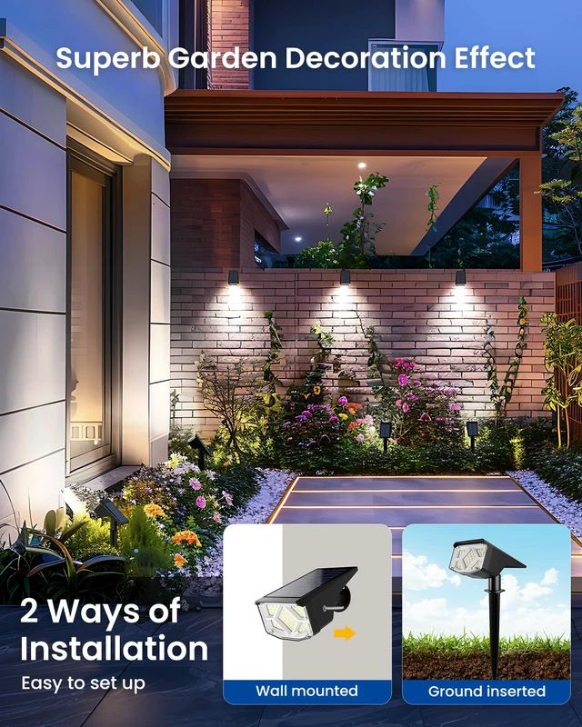 Alt view image 6 of 6 - Solar Spot Lights Outdoor Waterproof 10 Pack Cool White Solar Landscape Spotlights Outdoor, Compact Design Spot Lights, Flood Lights for Garden Yard Pathway House Tree Outside