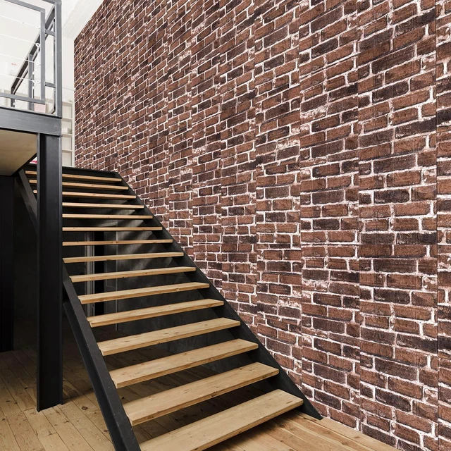 Alt view image 4 of 6 - 20PCS 3D Wall Panels Peel and Stick Foam 3D Brick Wallpaper Peel and Stick Red Faux Stone Wall Panel Self-Adhesive Wallpaper (20PCS, Red)