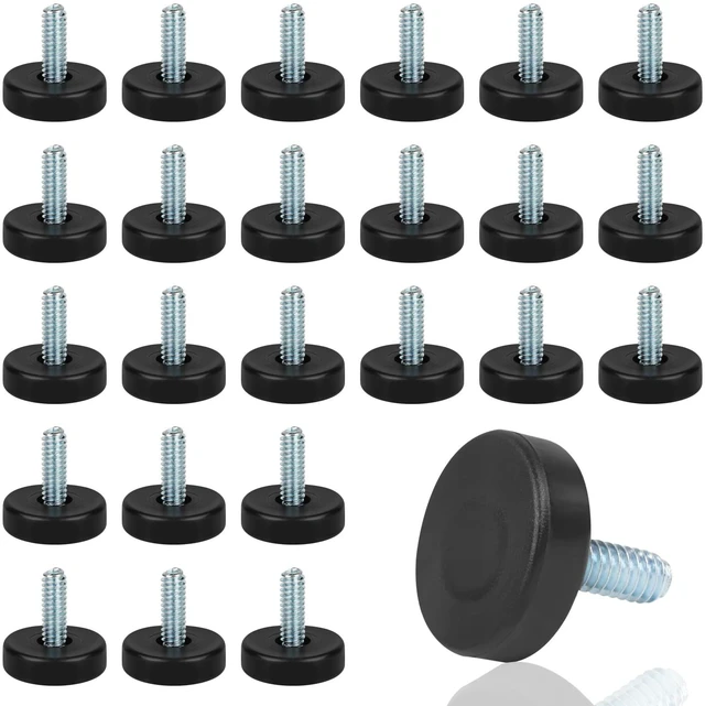 Main image of 1/4" Thread Furniture Feet Levelers, 24 PCS Adjustable Furniture Feet Threaded Screw in, Leveling Feet Screw On Furniture Glide Leveling for Table, Cabinets, Chairs, Stool Legs