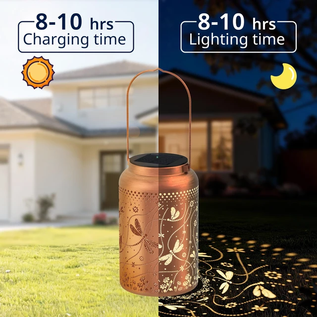 Alt view image 6 of 7 - Dragonfly Solar Lanterns Outdoor Waterproof,Birthday Gift for Women Gifts for Mom Grandma, Metal Hanging Solar Light for Yard Garden Porch Landscape Deconration-1Pack
