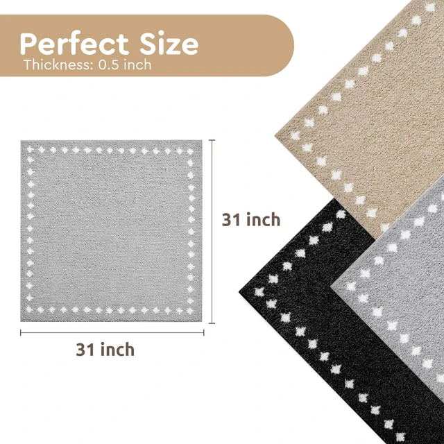 Alt view image 7 of 7 - Plush Square Stair Treads Landing-Mat Non Slip Indoor 31"x31" Grey Soft Stair Runners for Wooden Steps, Landing Rug-Stair Carpet Treads Reusable for Kids Elders and Pets, Washable Stair Rugs