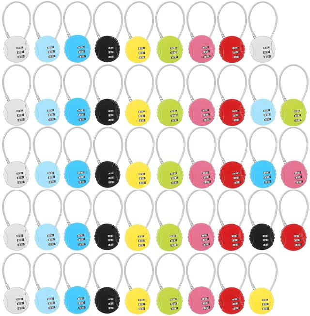 Main image of 448 Pack 3 Digit Combination Cable Padlock,Mixed Color Resettable for Gym Locker Luggage Backpack, Waterproof Outdoor Security, Small Combo Lock for Travel School Storage