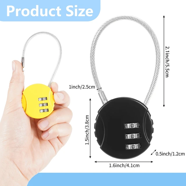 Alt view image 2 of 7 - 448 Pack 3 Digit Combination Cable Padlock,Mixed Color Resettable for Gym Locker Luggage Backpack, Waterproof Outdoor Security, Small Combo Lock for Travel School Storage
