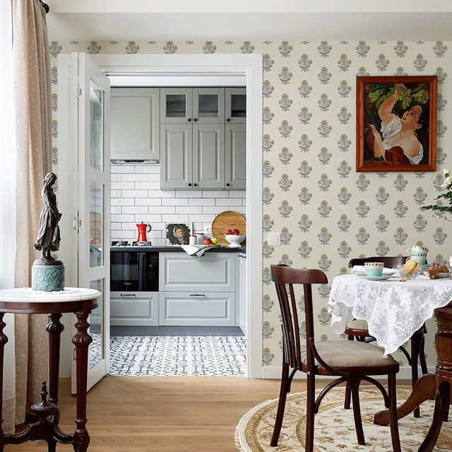 Alt view image 4 of 7 - Vintage Floral Wallpaper Peel and Stick Wallpaper 17.3''x196'' Retro Flower Contact Paper for Cabinets Drawers Cottage Removable Wall Paper for Bedroom Stick on Walls Self-Adhesive Decor Vinyl