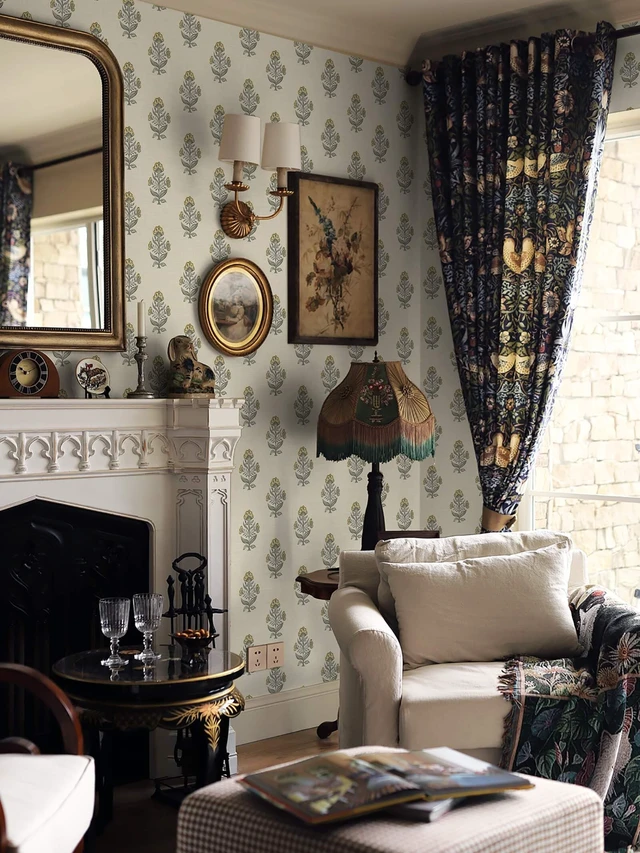 Alt view image 5 of 7 - Vintage Floral Wallpaper Peel and Stick Wallpaper 17.3''x196'' Retro Flower Contact Paper for Cabinets Drawers Cottage Removable Wall Paper for Bedroom Stick on Walls Self-Adhesive Decor Vinyl