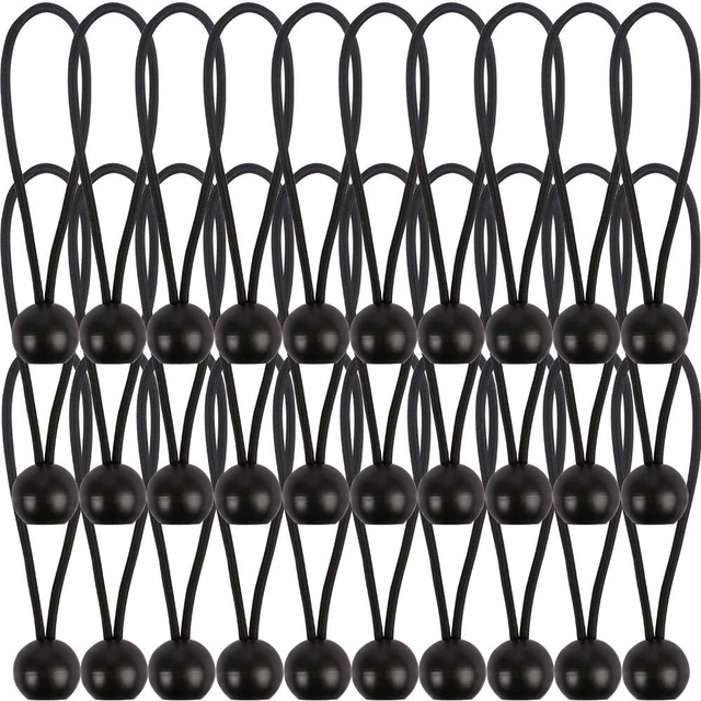 Main image of 30 Pcs Bungee Balls 6Inch Black Ball Bungees Heavy Duty Heavyweight 6 inch Tarp Bungee Cords, Weather Resistant Tie Down Strap 4mm Thickness - for Camping, Tents, Cargo, Holding Wire and Hoses