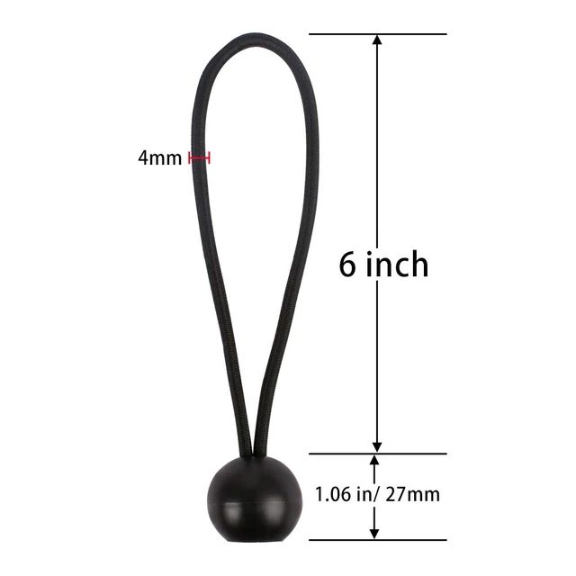 Alt view image 2 of 7 - 30 Pcs Bungee Balls 6Inch Black Ball Bungees Heavy Duty Heavyweight 6 inch Tarp Bungee Cords, Weather Resistant Tie Down Strap 4mm Thickness - for Camping, Tents, Cargo, Holding Wire and Hoses