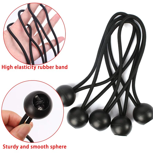 Alt view image 3 of 7 - 30 Pcs Bungee Balls 6Inch Black Ball Bungees Heavy Duty Heavyweight 6 inch Tarp Bungee Cords, Weather Resistant Tie Down Strap 4mm Thickness - for Camping, Tents, Cargo, Holding Wire and Hoses