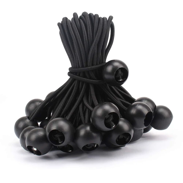 Alt view image 4 of 7 - 30 Pcs Bungee Balls 6Inch Black Ball Bungees Heavy Duty Heavyweight 6 inch Tarp Bungee Cords, Weather Resistant Tie Down Strap 4mm Thickness - for Camping, Tents, Cargo, Holding Wire and Hoses