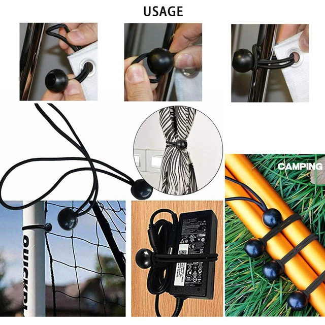 Alt view image 7 of 7 - 30 Pcs Bungee Balls 6Inch Black Ball Bungees Heavy Duty Heavyweight 6 inch Tarp Bungee Cords, Weather Resistant Tie Down Strap 4mm Thickness - for Camping, Tents, Cargo, Holding Wire and Hoses