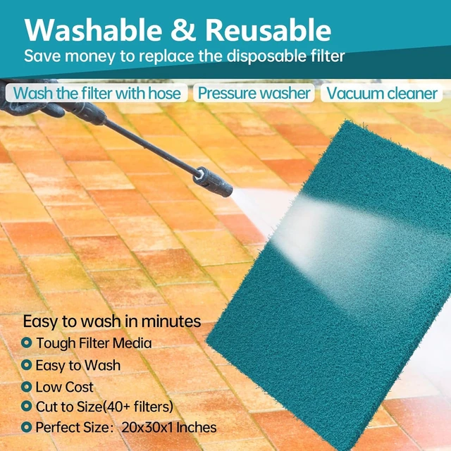 Alt view image 5 of 6 - Reusable Air Filters 20x30-Cut to Size Furnace Filter,MERV 6 High Air Flow Air Filter material for AC,Home & RV,Washable Replacement Air Conditioner with 24 Hook Tabs (Actual 20x30x0.5 in.)