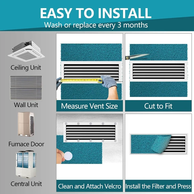 Alt view image 6 of 6 - Reusable Air Filters 20x30-Cut to Size Furnace Filter,MERV 6 High Air Flow Air Filter material for AC,Home & RV,Washable Replacement Air Conditioner with 24 Hook Tabs (Actual 20x30x0.5 in.)