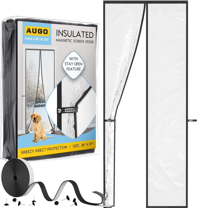 Main image of Magnetic Thermal Insulated Door Curtain - Transparent EVA Door Cover for Winter- Keeps Warm Air in and Cold Air Out - Home Winterizing Products - Patent Pending Keep Open Feature - 38 x 97 Inch